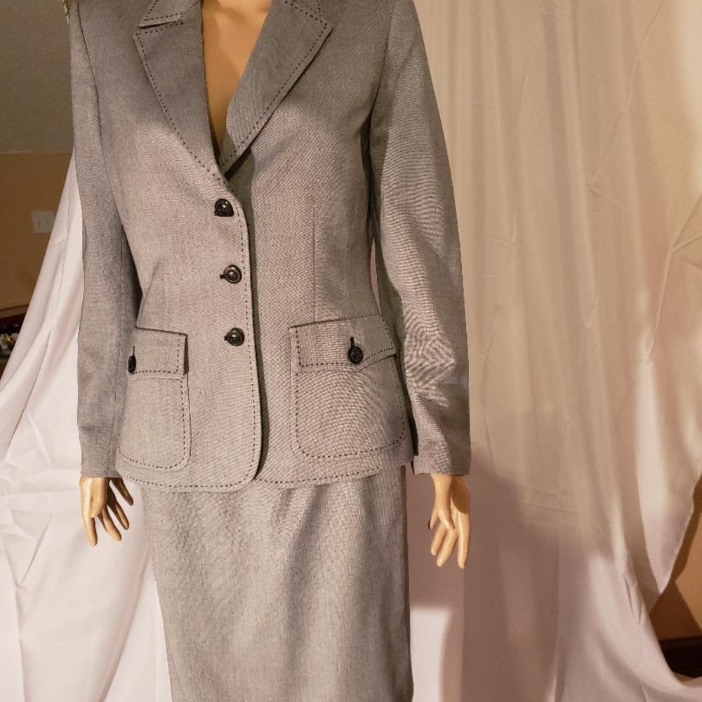 Anne Klein Blazer Peak Jacket Blue/White Women Size 6